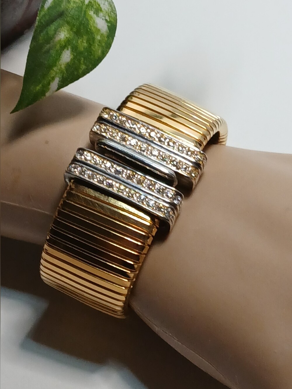 Retired JOAN RIVERS Flexi-Cuff Omega Bracelet Gold Tone & Silver